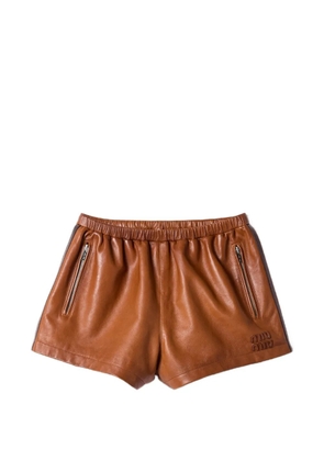 Miu Miu striped leather shorts - Brown