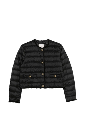 Moncler Fleurs bouclé-trim short down jacket - Black