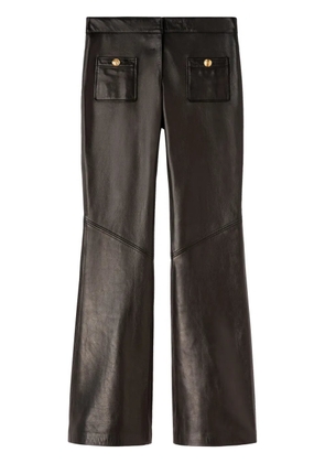 Palm Angels mid-rise leather flared trousers - Black