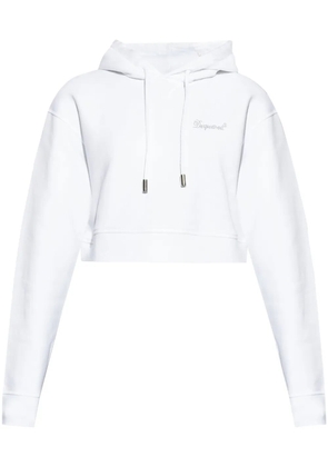 DSQUARED2 rhinestone-logo cropped hoodie - White