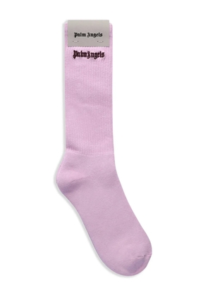 Palm Angels logo-embroidered socks - Purple