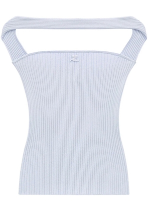 Courrèges cut-out ribbed knit top - Grey