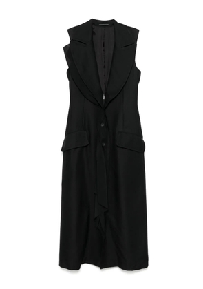 Yohji Yamamoto plunging V-neck midi dress - Black
