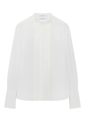 Another Tomorrow pleated tuxedo shirt - White