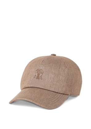Brunello Cucinelli logo-embroidered cap - Neutrals