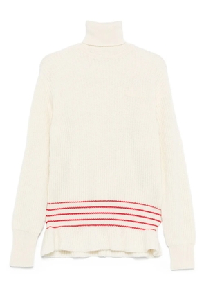 Chloé ribbed turtleneck stripe-detail sweater - Neutrals