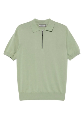 Canali cotton zip polo shirt - Green