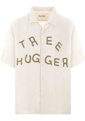 STORY mfg. Greetings appliqué-lettering shirt - Neutrals