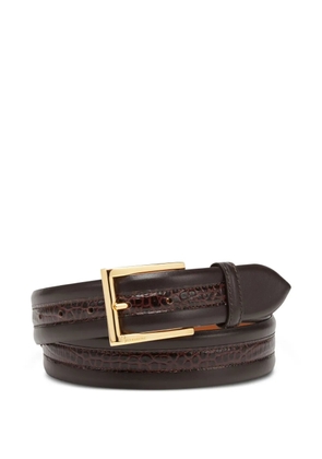 Billionaire crocodile-embossed leather belt - Brown