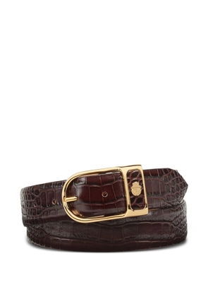 Billionaire crocodile-embossed leather belt - Brown