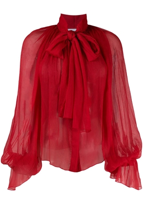 Atu Body Couture balloon-sleeve chiffon blouse - Red