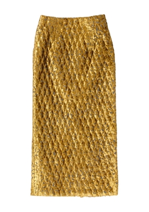 Needles quilted velvet pencil skirt - Gold