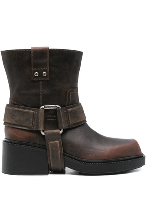 Vic Matie 60mm buckle-strap leather biker boots - Brown