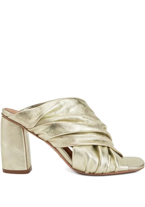 Forte Forte pleated cross-strap heeled mules - Gold