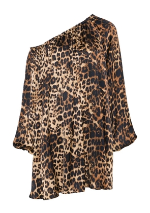 Simonetta Ravizza one-shoulder printed mini dress - Brown