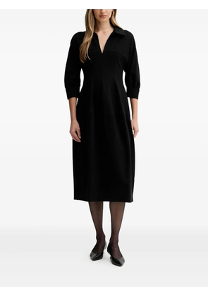 Liviana Conti Fleur shirt-collar side-pocket midi dress - Black