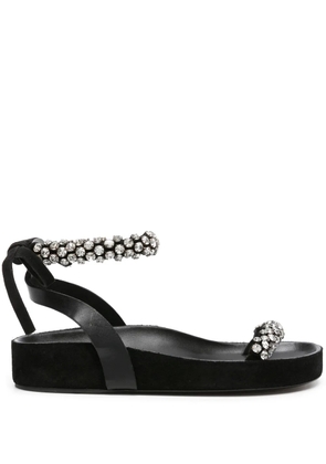 ISABEL MARANT Mellan crystal-embellished suede sandals - Black