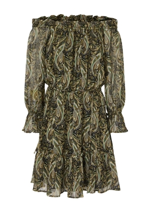 PINKO paisley off-shoulder midi dress - Green