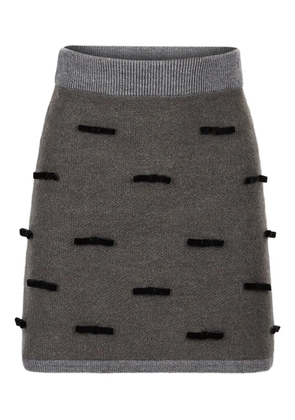 Nina Ricci bow-embellished knitted mini skirt - Grey