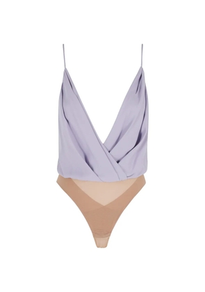 Elisabetta Franchi Georgette draped camisole bodysuit - Purple
