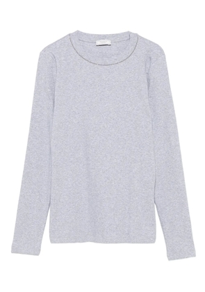 Peserico embellished-neck long-sleeve top - Grey
