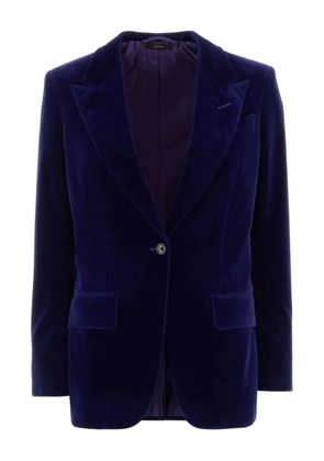 TOM FORD velvet single-button blazer - Blue