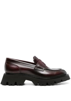 Santoni Alfie penny-slot leather loafers - Red