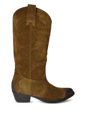Paola D'Arcano suede leather cowboy boots - Brown
