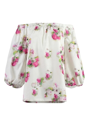 Max Mara floral-print balloon-sleeve blouse - White