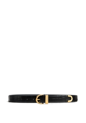 KHAITE crocodile-embossed leather belt - Black