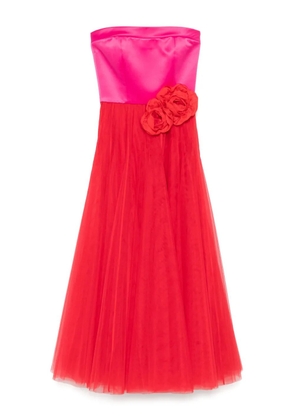 Parlor floral-appliqué gown - Red