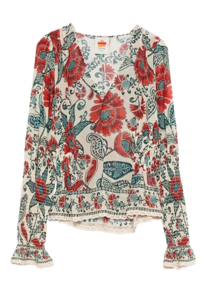 FARM Rio floral-print ruffled blouse - Neutrals