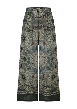 INTO THE EAST floral-print straight-leg trousers - Green