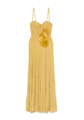 Elisabetta Franchi floral-appliqué gown - Yellow