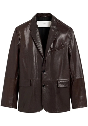 AMI Paris single-breasted leather blazer - Brown