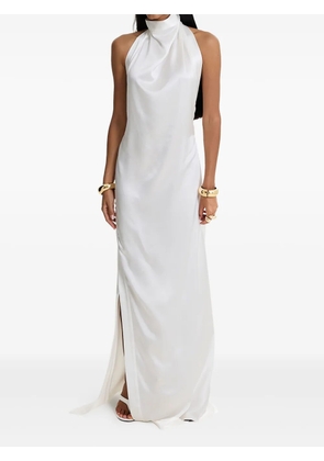 MOOS STUDIO Milkglass high-neck side-slit maxi dress - White