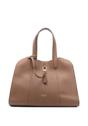 Giorgio Armani grained leather tote bag - Brown