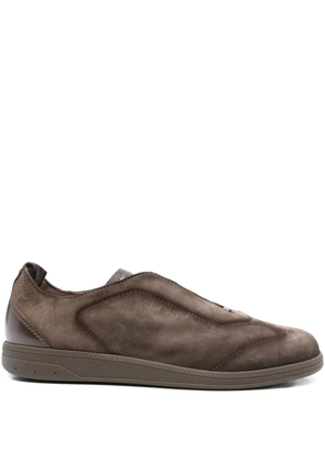 Santoni leather slip-on sneakers - Brown