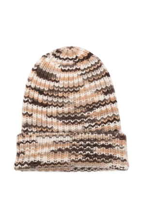 HURRAY striped cashmere beanie hat - Neutrals