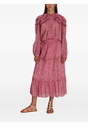 ISABEL MARANT ruffled print long skirt - Pink