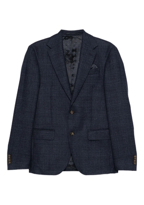 Sand textured single-breasted wool blazer - Blue