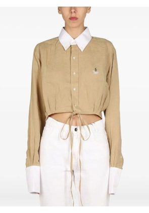 1/OFF tie-detail collared top - Neutrals