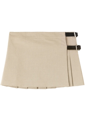 AMBUSH checkered belted miniskirt - Neutrals