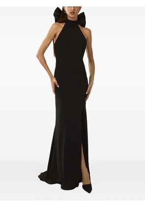 Nicole Miller bow-detail halterneck dress - Black