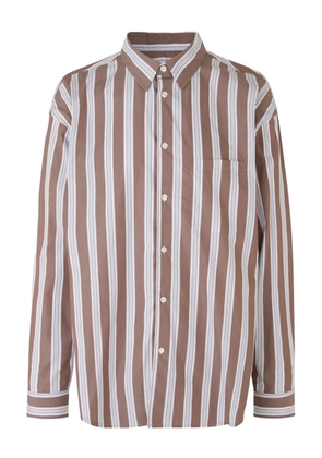 SAMSOE SAMSOE striped cotton shirt - Brown