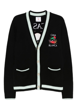 Casablanca embroidered panel cardigan - Black