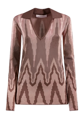 Circus Hotel geometric-pattern polo jumper - Brown