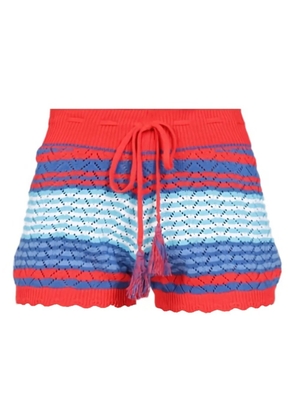 Gallo striped tassel-detail shorts - Red