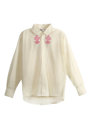 ELISE Joan floral-embroidered shirt - Neutrals