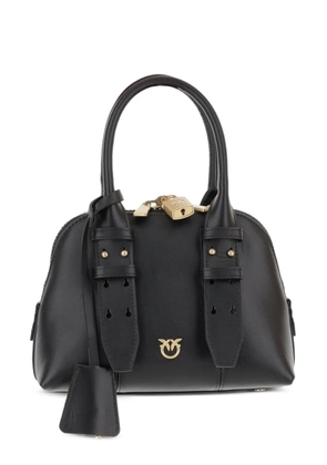 PINKO mini Escape Love Birds padlock leather tote bag - Black